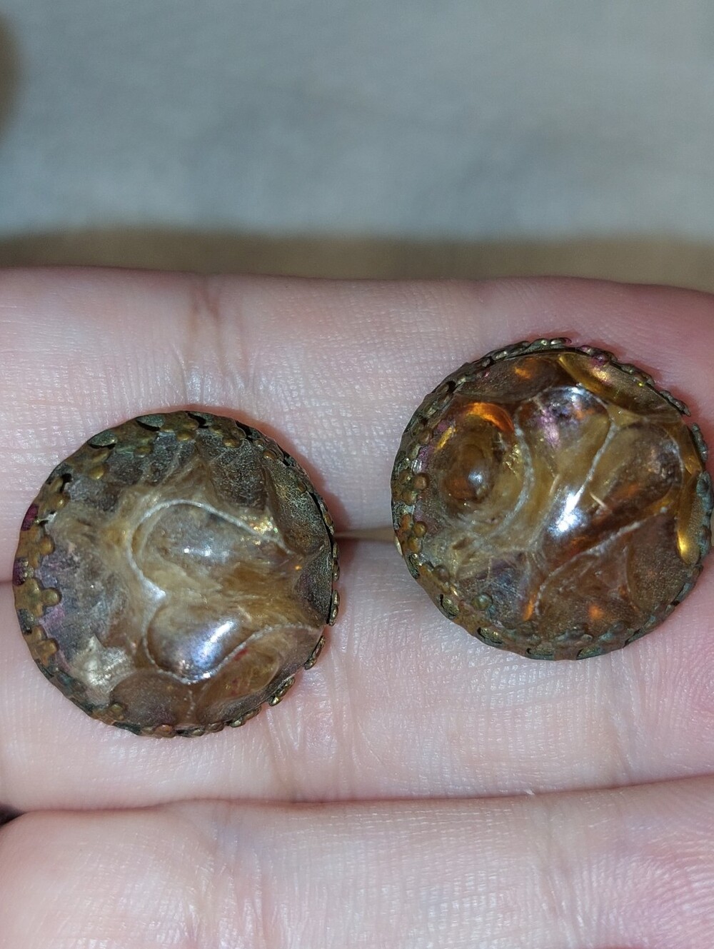 Austria Vintage-Inspired Brown Resin Dome Earrings